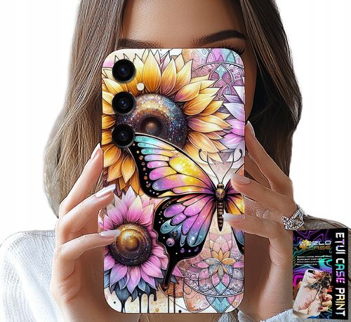 ETUI DO SAMSUNG GALAXY A04S - SŁONECZNIK Z MOTYLKIEM, OBUDOWA + FOLIA na Arena.pl