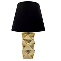 LAMPA STOŁOWA NOCNA GEOMETRYCZNA ZŁOTA CZARNY KLOSZ GLAMOUR NOWOCZESNA 40cm