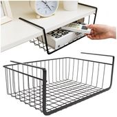 Kosz metalowy podblatowy wiszący czarny - AG-359C