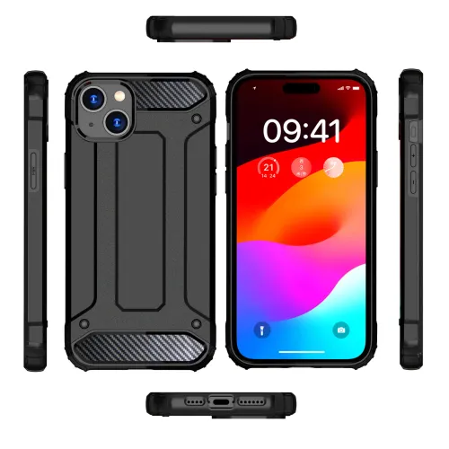 pancerne etui do iphone 15 plus hybrid armor - czarne na Arena.pl