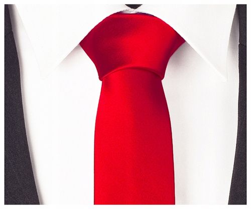 ŻAKARDOWY Krawat 7cm Męski do Garnituru Jednokolorowy Gładki Czerwony rr09 na Arena.pl