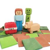Cukrowy zestaw na tort jak z Minecraft