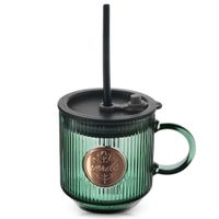 Kubek Szklany z Pokrywką Słomką do Napojów Ciepłych Zimnych Podróżny 330 ml