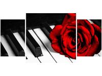 80X40CM RÓŻA FORTEPIANIE TRÓJ OBRAZ