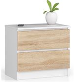 SZAFKA NOCNA K 60 cm 2 SZUFLADY BIAŁA / SONOMA