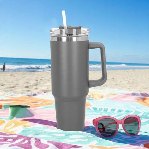 Kubek termiczny ze słomką próżniowy na kawę herbatę szary duży 1,2l na Arena.pl
