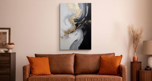 Obraz Ścienny Czarno-Biały MARMUR Nowoczesna Abstrakcja 30cm x 20cm na Arena.pl