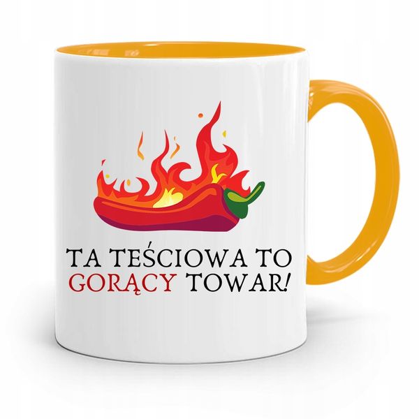 Kubek Żółty Teściowej Mamy Teściowa Gorący Towar Z Nadrukiem Ze Zdjęciem zdjęcie 1