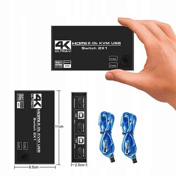 Przełącznik KVM HDMI 2.0 USB Switch 4K/60Hz 3xUSB zdjęcie 8