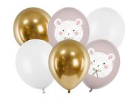 balony 30 cm, miś polarny, mix   6 szt.   sb14p-315-000-6