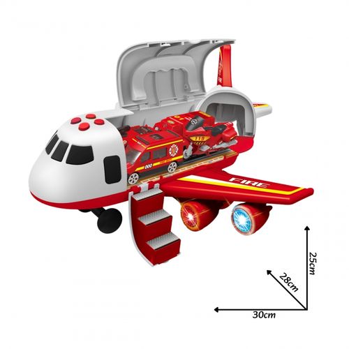 WOOPIE Samolot Rozkładany Transporter Straż Pożarna z 3 Autami Strażackimi Zestaw XL Znaki Drogowe na Arena.pl