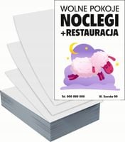 Ulotki A4 reklamowe firmowe 1000szt projekt w cenie NOCLEGI WOLNE POKOJE