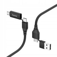 Kabel HAMA 4 w 1 typu C z adapterem Micro USB i A 1,5 m czarny