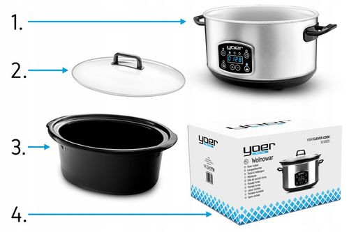 Wolnowar Garnek ceramiczny Slow Cooker Yoer INOX LCD 280W 4,5L +Programator na Arena.pl