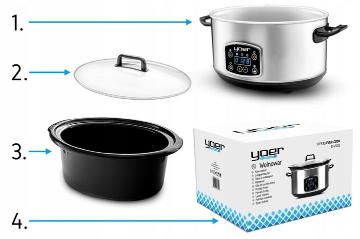 Wolnowar Garnek ceramiczny Slow Cooker Yoer INOX LCD 280W 4,5L +Programator zdjęcie 6