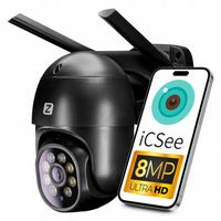 ZEWNĘTRZNA KAMERA OBROTOWA IP 8MPx UHD 2160p 4K WiFi CZARNA 4xZOOM