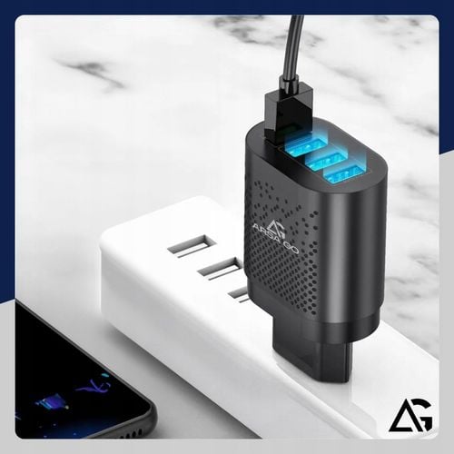 SZYBKA ŁADOWARKA DO TELEFONU KOSTKA 4X USB SZYBKIE ŁADOWANIE I KABEL 3W1 na Arena.pl