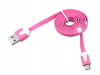 MOCNY KABEL USB-A DO MicroUSB RÓŻOWY 2M PŁASKI ŁADOWANIE I TRANSFER DANYCH