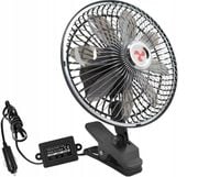 Wentylator samochodowy chrom 12V 8'' z klipsem 8 śmigieł