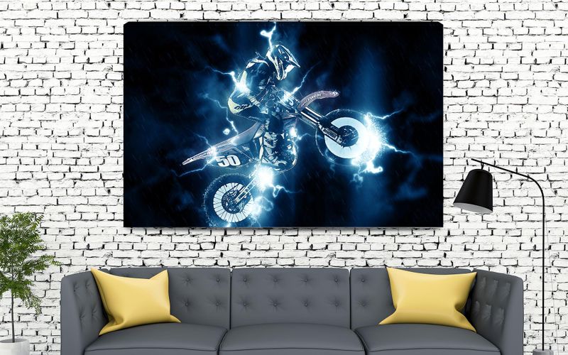 Foto obraz na płótnie "Motocross - neon II" 40x30 zdjęcie 1