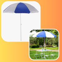 PARASOL DUZY WODOODPORNY NIEBIESKI BIALY 180x150 PLAZOWY OGRODOWY
