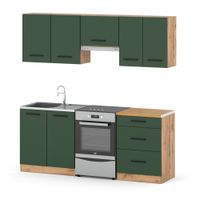 Kuchnia Mała Nowoczesna 2m Modułowa Pojemna Z Blatem Wotan Butelkowa Zieleń