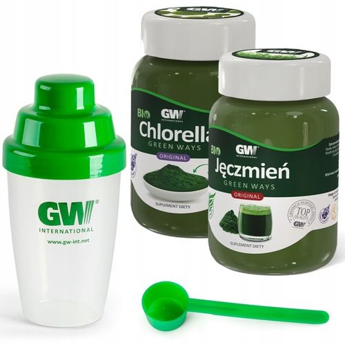 Green Ways 100%BIO CHLORELLA + SOK Z ZIELONEGO JĘCZMIENIA + SHAKER + MIARKA na Arena.pl