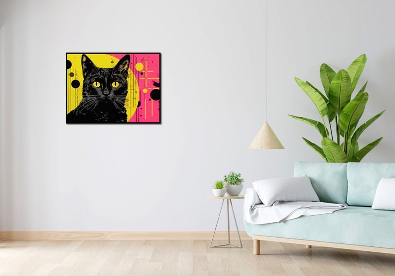Plakat 80x60cm Neonowy Kocur zdjęcie 4