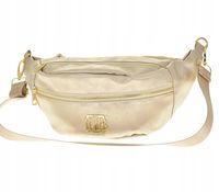 Laura Biaggi - duża nerka saszetka listonoszka stare złoto przetarcia JP141