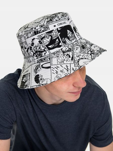 BUCKET HAT młodzieżowa czapka KAPELUSZ RYBACKI komiks bawełniany biały zdjęcie 1