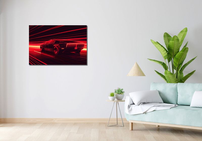 Obraz 90x60cm Prędkość w Czerwonym Neonie zdjęcie 2