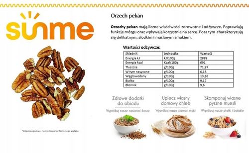 Naturalne połówki orzechów pecan 500g Sunme na Arena.pl