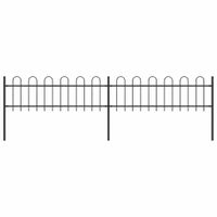 Ogrodzenie z zaokrąglonymi końcami, stalowe, 3,4x0,6 m, czarne