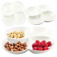 PÓŁMISEK CZTERODZIELNY PORCELANOWY NA SOSY PRZEKĄSKI SŁODYCZE OWOCE 19 CM