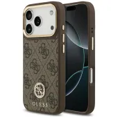 etui guess 4g strass logo magsafe na iphone 17 pro - brązowe