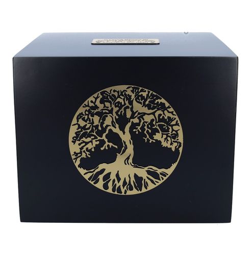 Czarna urna z motylami urna kremacyjna w kształcie pudełka / Plakietka na Arena.pl