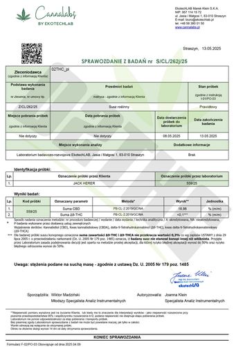 Susz konopny CBD | JACK HERER | 1 g na Arena.pl