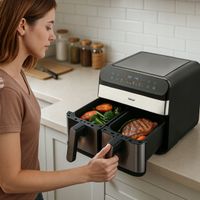 Frytkownica Beztłuszczowa VOKSAR G11 AirFryer XXL PODWÓJNA 2400W +PRZEPISY