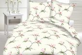 Pościel z kory 100% bawełna 160x200 wzór krem kwiaty