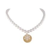 naszyjnik z pereł ze śnieżynką i plasterkiem (c25/kor/61ag-au)