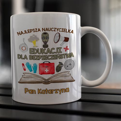 Kubek z imieniem dla nauczycielki / nauczyciela edukacji dla bezpieczeństwa na Arena.pl