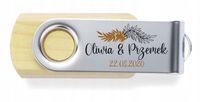 pamiątka ślubu Drewniany pendrive z nadrukiem weselny z imionami datą