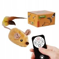Zabawka dla kota – żółta ruchoma mysz sterowana pilotem zasilana przez
