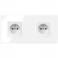 GNIAZDO GNIAZDKO PODWÓJNE BIAŁE SZKLANE Z BOLCEM KONTAKT SZKŁO PREMIUM