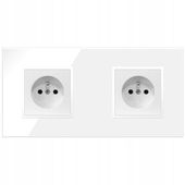 GNIAZDO GNIAZDKO PODWÓJNE BIAŁE SZKLANE Z BOLCEM KONTAKT SZKŁO PREMIUM