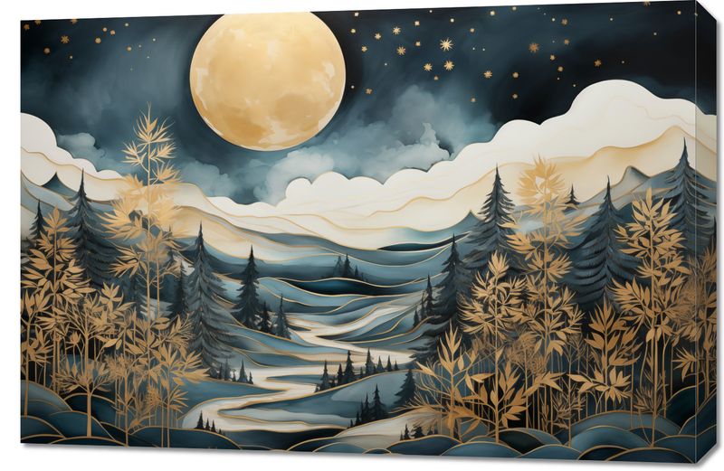 Obraz 90x60cm Szepty Nocnego Lasu zdjęcie 1