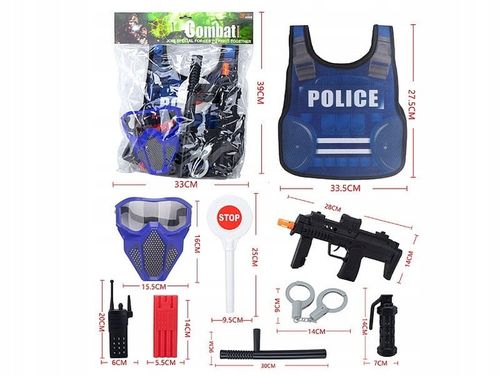 ZESTAW POLICJANT PISTOLET KAMIZELKA PAŁKA KAJDANKI na Arena.pl