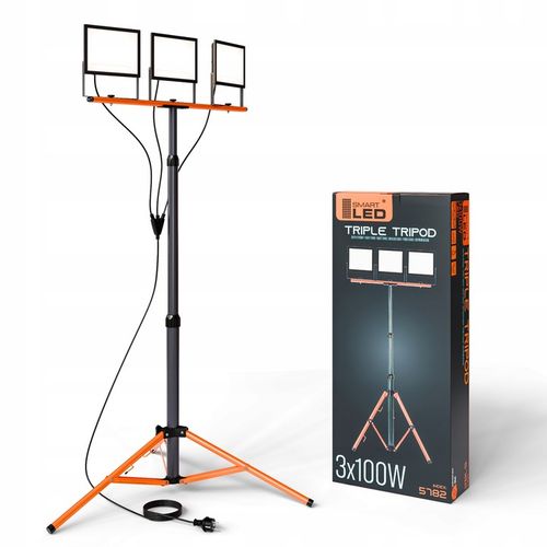 Halogen LED Statyw Budowlany Naświetlacz 3x 100W 33000lm Lampa Na na Arena.pl