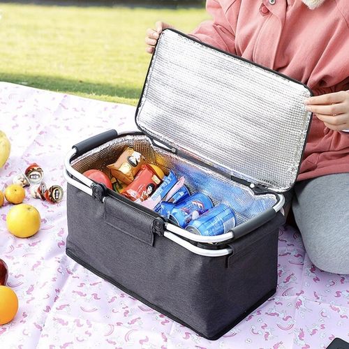 CZARNY KOSZYK PIKNIKOWY DUŻY SKŁADANY SOLIDNY TERMICZNY NA ZAKUPY PIKNIK na Arena.pl