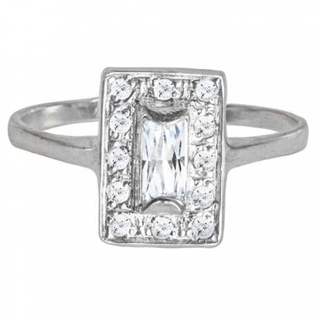 SREBRNY PIERŚCIONEK PROSTOKĄT Z CYRKONIAMI SREBRO PRÓBY 925 na Arena.pl